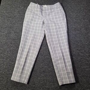 A New Day Plaid Trousers Women 2 Stretch Grey Glen Check Office Business Casual